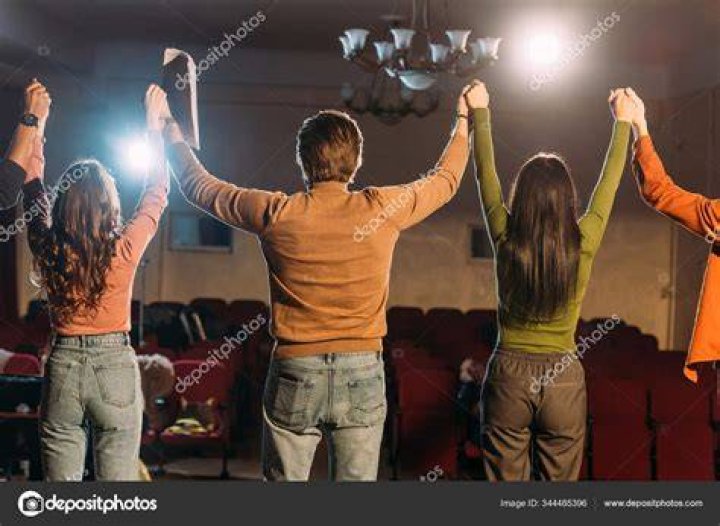 Back View Actors Actresses Hands Rehearsal Stock Photo by
