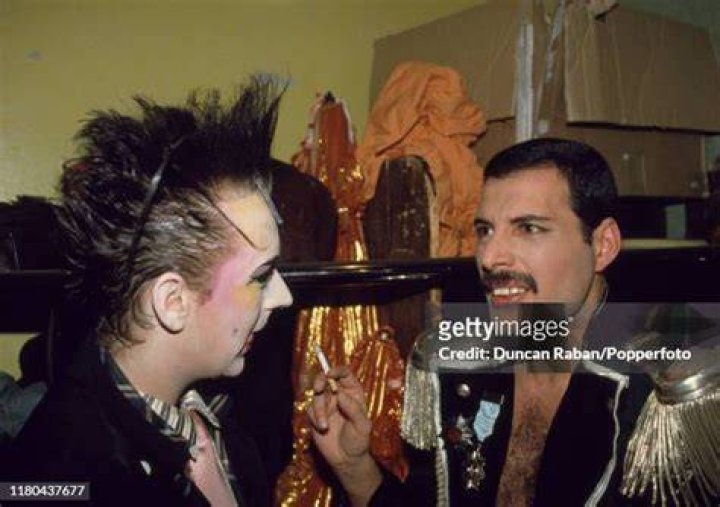 Freddie Mercury & Boy backstage at Fashion... Freddie Mercury